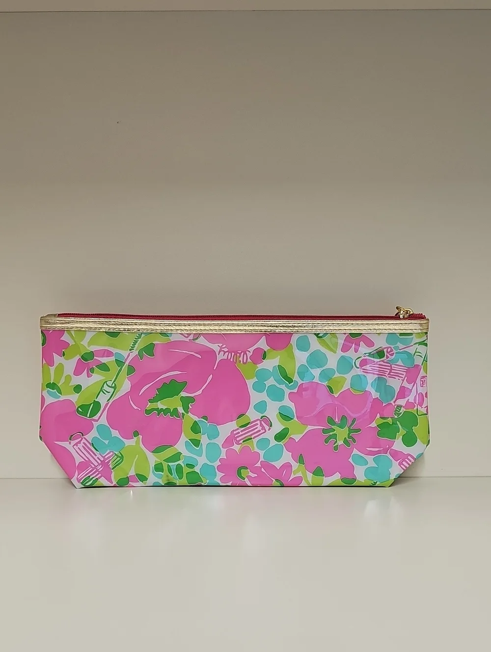 Lilly Pulitzer Glossy Lemon & Floral Cosmetic Bags - Turquoise, Yellow & Pink